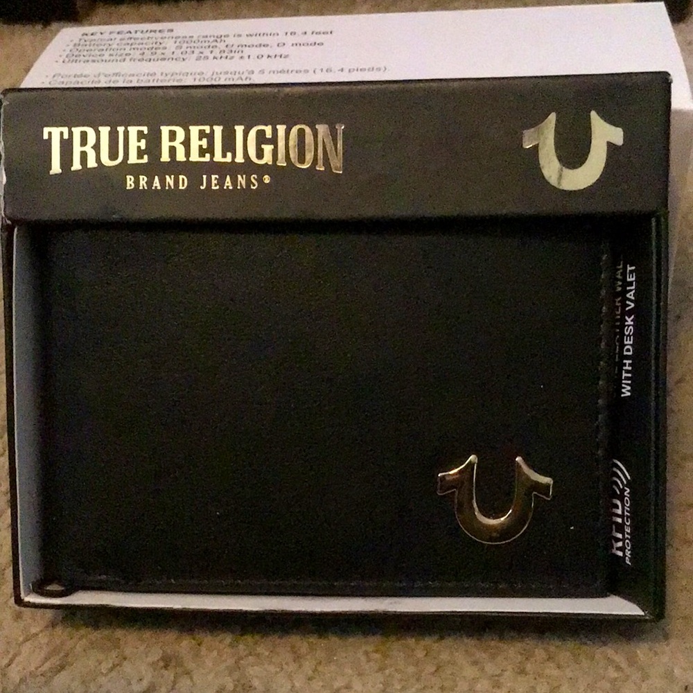 True Religion Black Leather Wallet
